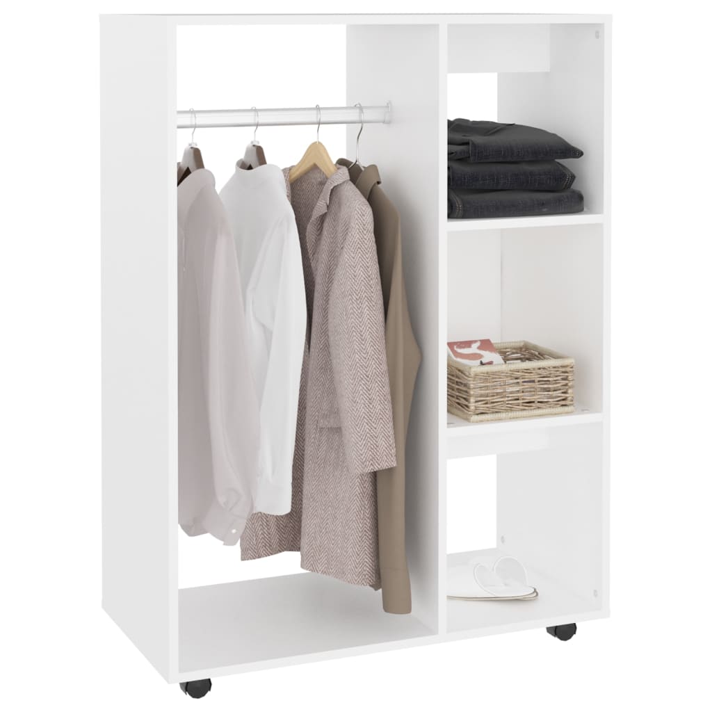 Modern Wooden Open Bedroom Wardrobe With Hanging Clothes Rail & Shelves