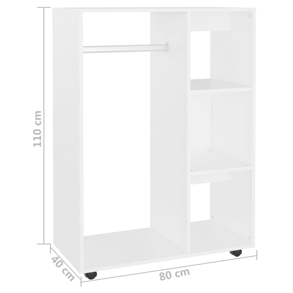 Modern Wooden Open Bedroom Wardrobe With Hanging Clothes Rail & Shelves