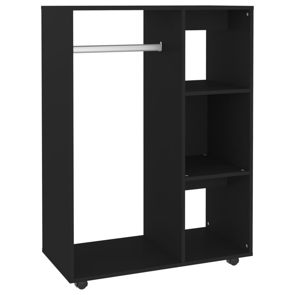 Modern Wooden Open Bedroom Wardrobe With Hanging Clothes Rail & Shelves
