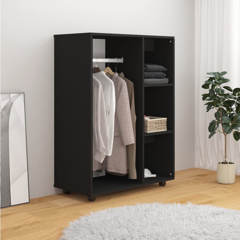 Modern Wooden Open Bedroom Wardrobe With Hanging Clothes Rail & Shelves