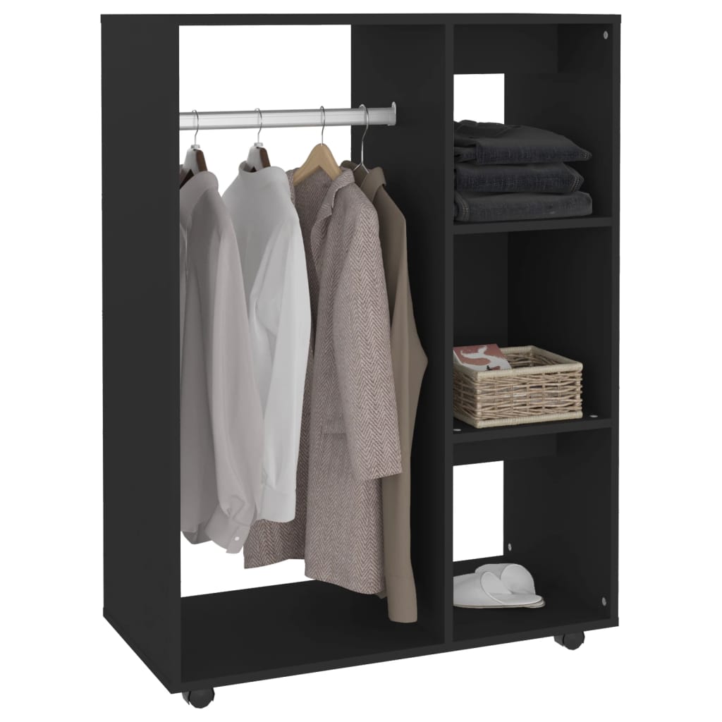 Modern Wooden Open Bedroom Wardrobe With Hanging Clothes Rail & Shelves