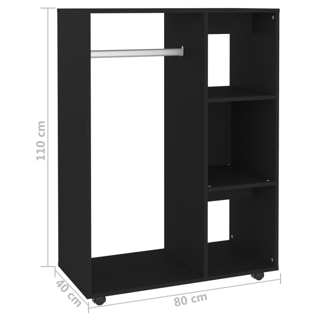 Modern Wooden Open Bedroom Wardrobe With Hanging Clothes Rail & Shelves