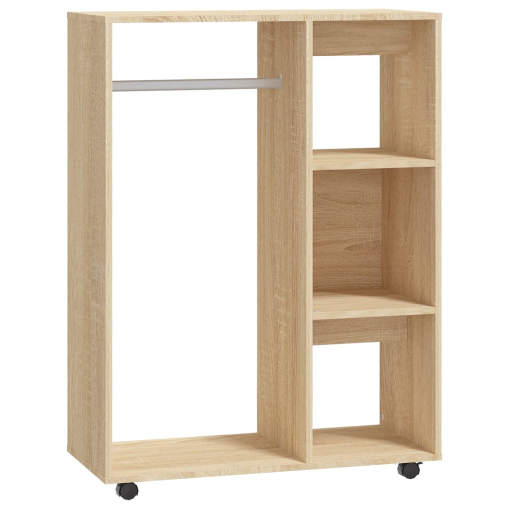 Modern Wooden Open Bedroom Wardrobe With Hanging Clothes Rail & Shelves