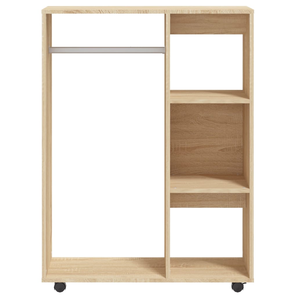 Modern Wooden Open Bedroom Wardrobe With Hanging Clothes Rail & Shelves