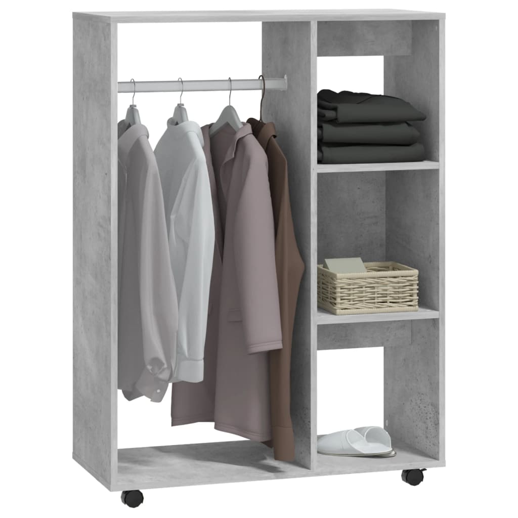 Modern Wooden Open Bedroom Wardrobe With Hanging Clothes Rail & Shelves