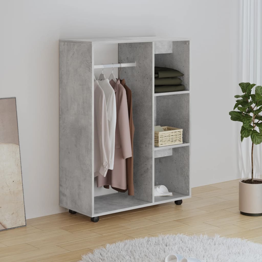 Modern Wooden Open Bedroom Wardrobe With Hanging Clothes Rail & Shelves