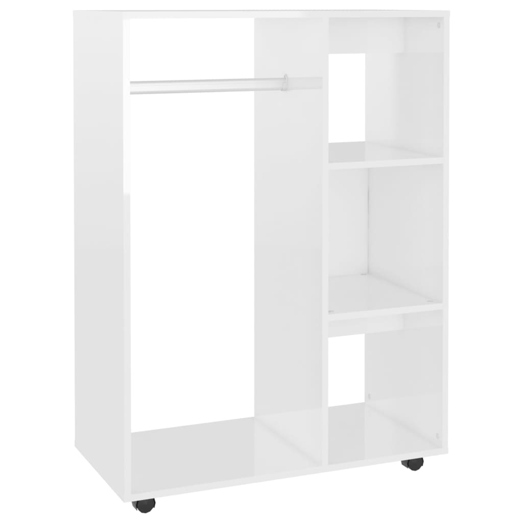 Modern Wooden Open Bedroom Wardrobe With Hanging Clothes Rail & Shelves