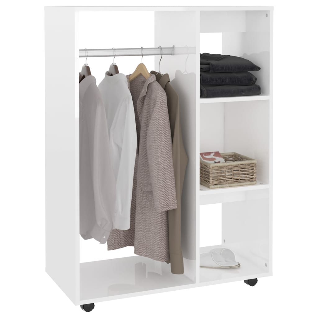 Modern Wooden Open Bedroom Wardrobe With Hanging Clothes Rail & Shelves