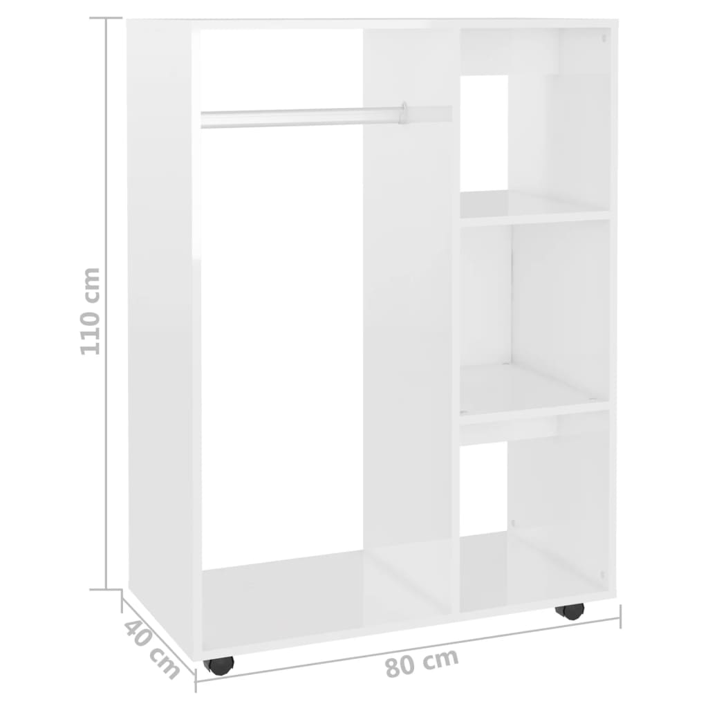 Modern Wooden Open Bedroom Wardrobe With Hanging Clothes Rail & Shelves