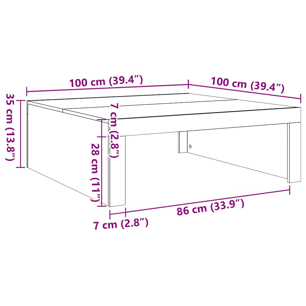 Coffee Table Sonoma Oak 100x100x35 cm Engineered Wood
