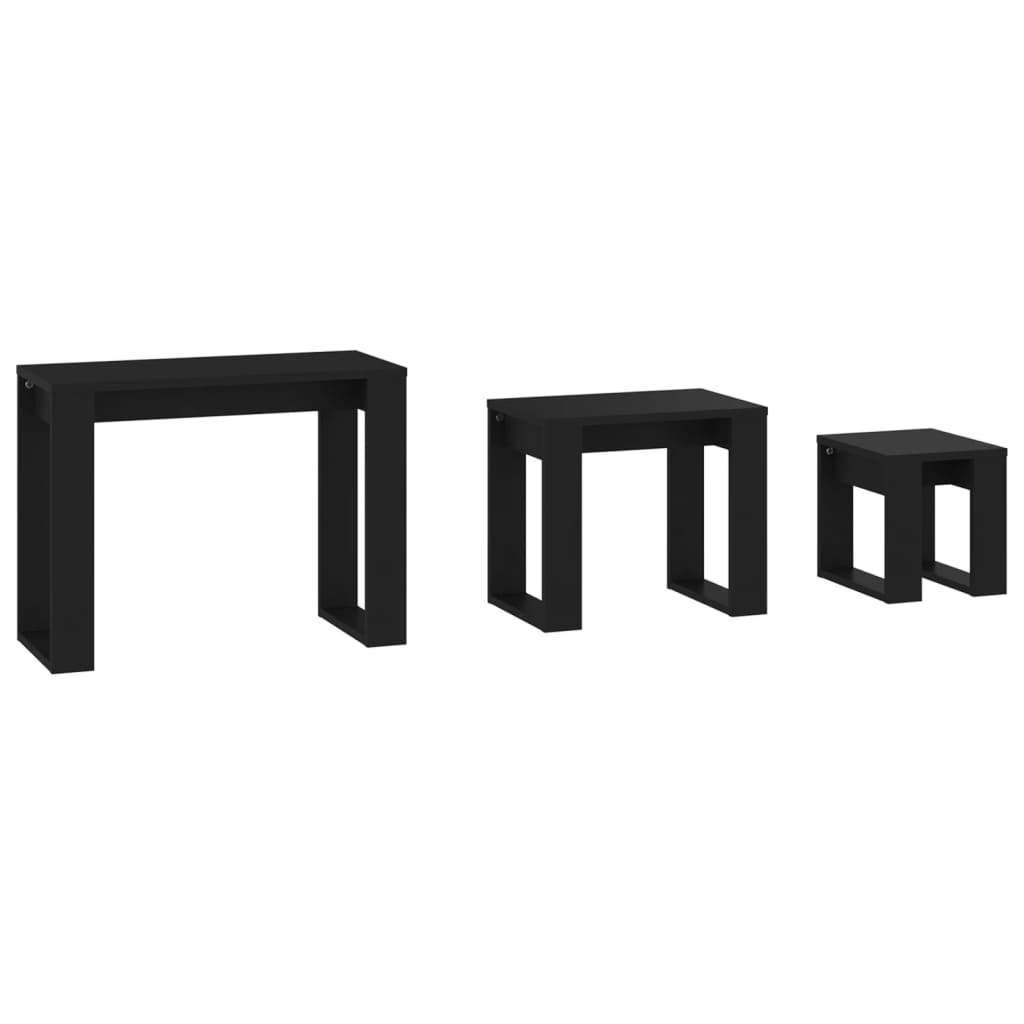 Nesting Tables 3 pcs Black Engineered Wood