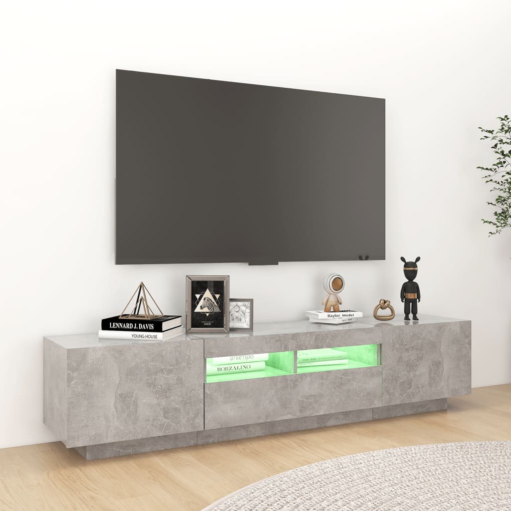 Modern Wooden 2pcs 70 Inch TV Tele Stand Unit Cabinet With LED Lights & Storage
