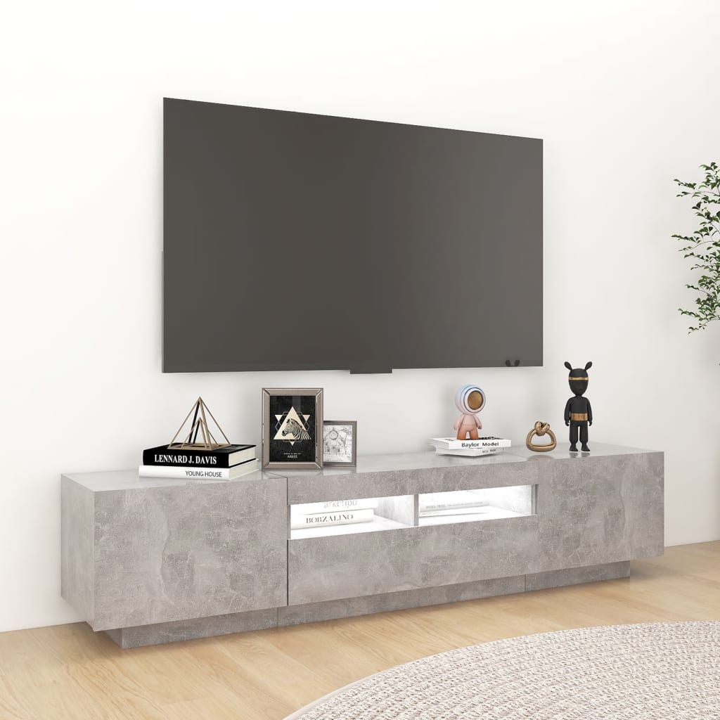 Modern Wooden 2pcs 70 Inch TV Tele Stand Unit Cabinet With LED Lights & Storage