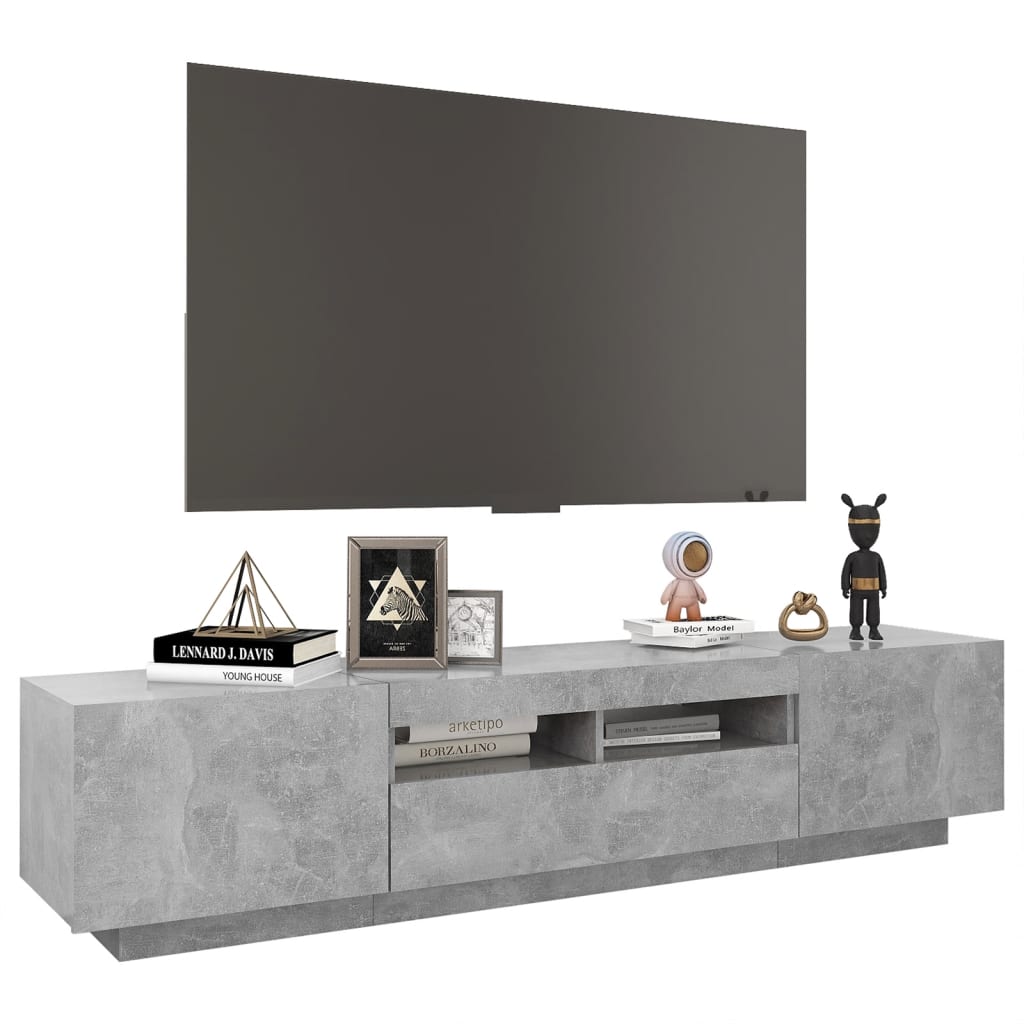 Modern Wooden 2pcs 70 Inch TV Tele Stand Unit Cabinet With LED Lights & Storage
