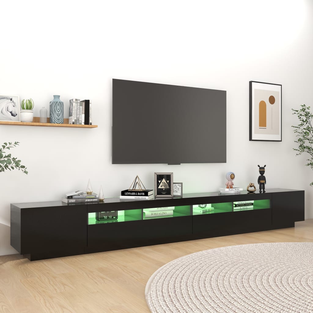 Modern Wooden Large 3 Piece 118 Inch TV Tele Stand Unit Cabinet With LED Lights
