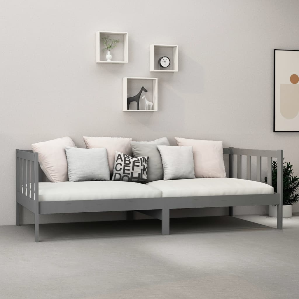 Day Bed without Mattress Grey Solid Wood Pine 90x200cm