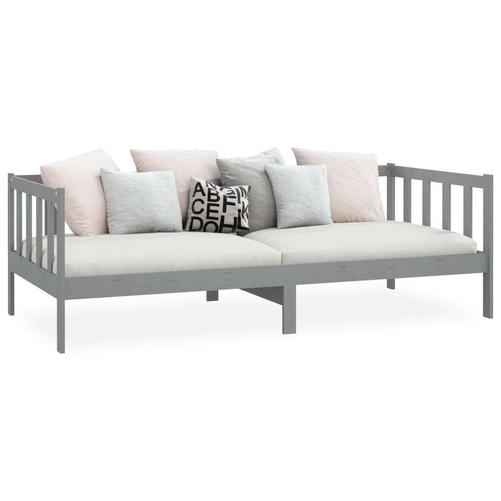 Day Bed without Mattress Grey Solid Wood Pine 90x200cm