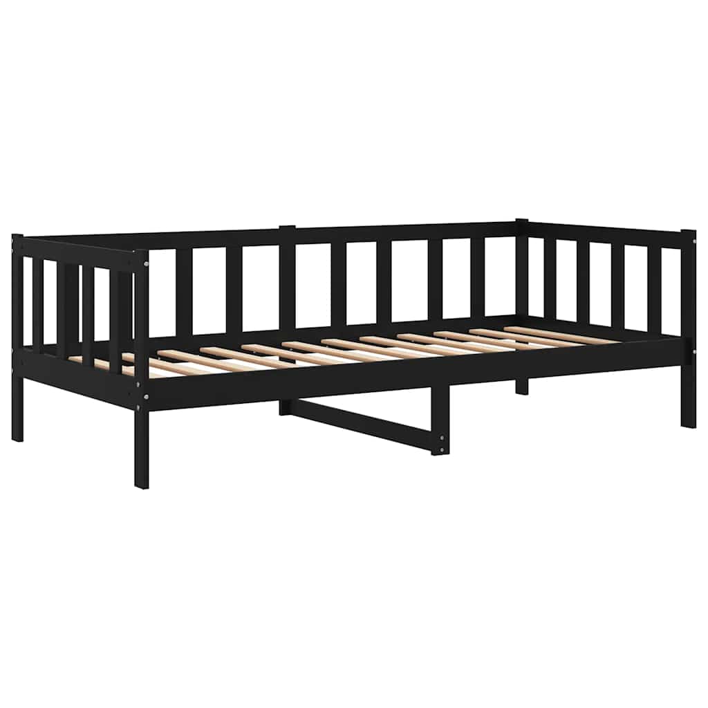 Day Bed without Mattress Black Solid Wood Pine 90x200cm