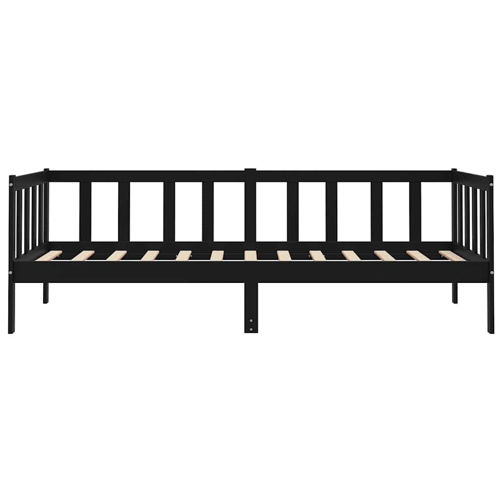 Day Bed without Mattress Black Solid Wood Pine 90x200cm