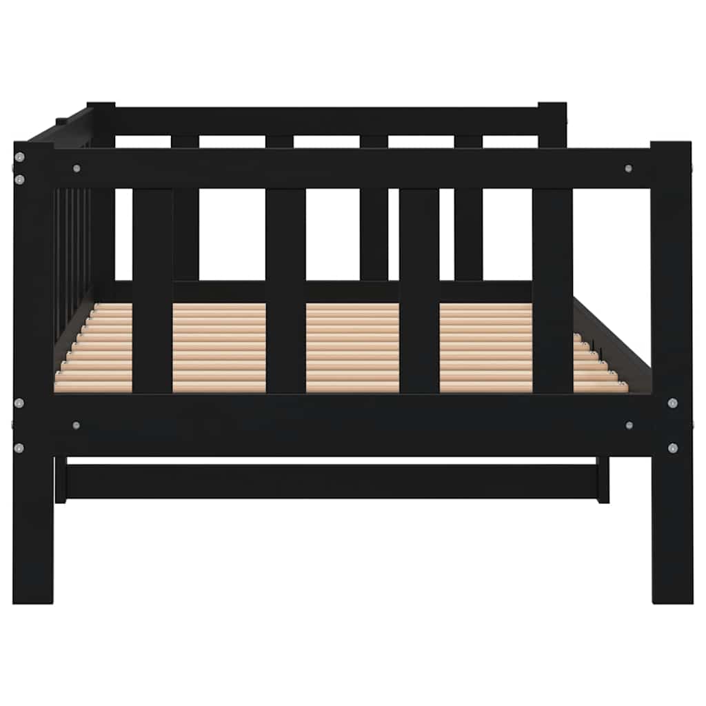 Day Bed without Mattress Black Solid Wood Pine 90x200cm