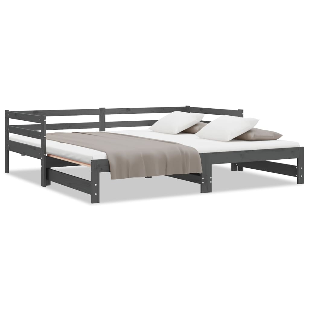 Pull-out Day Bed without Mattress Grey 2x(90x200)cm