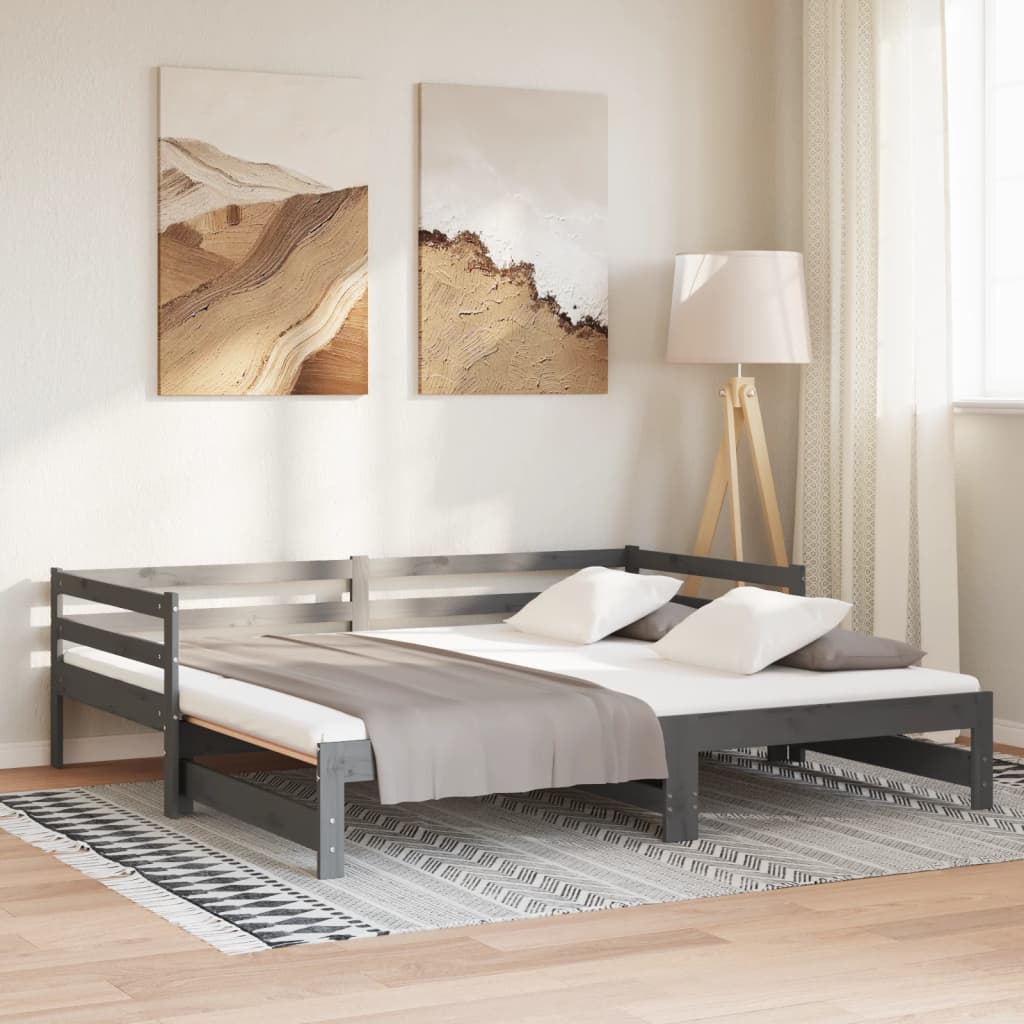 Pull-out Day Bed without Mattress Grey 2x(90x200)cm