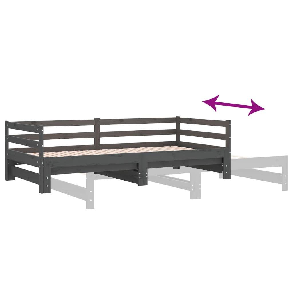 Pull-out Day Bed without Mattress Grey 2x(90x200)cm