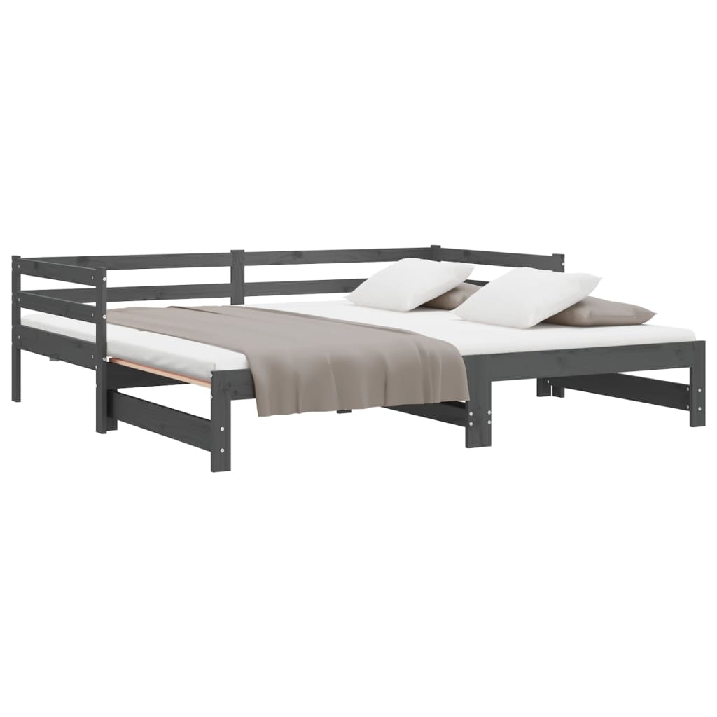 Pull-out Day Bed without Mattress Grey 2x(90x200)cm