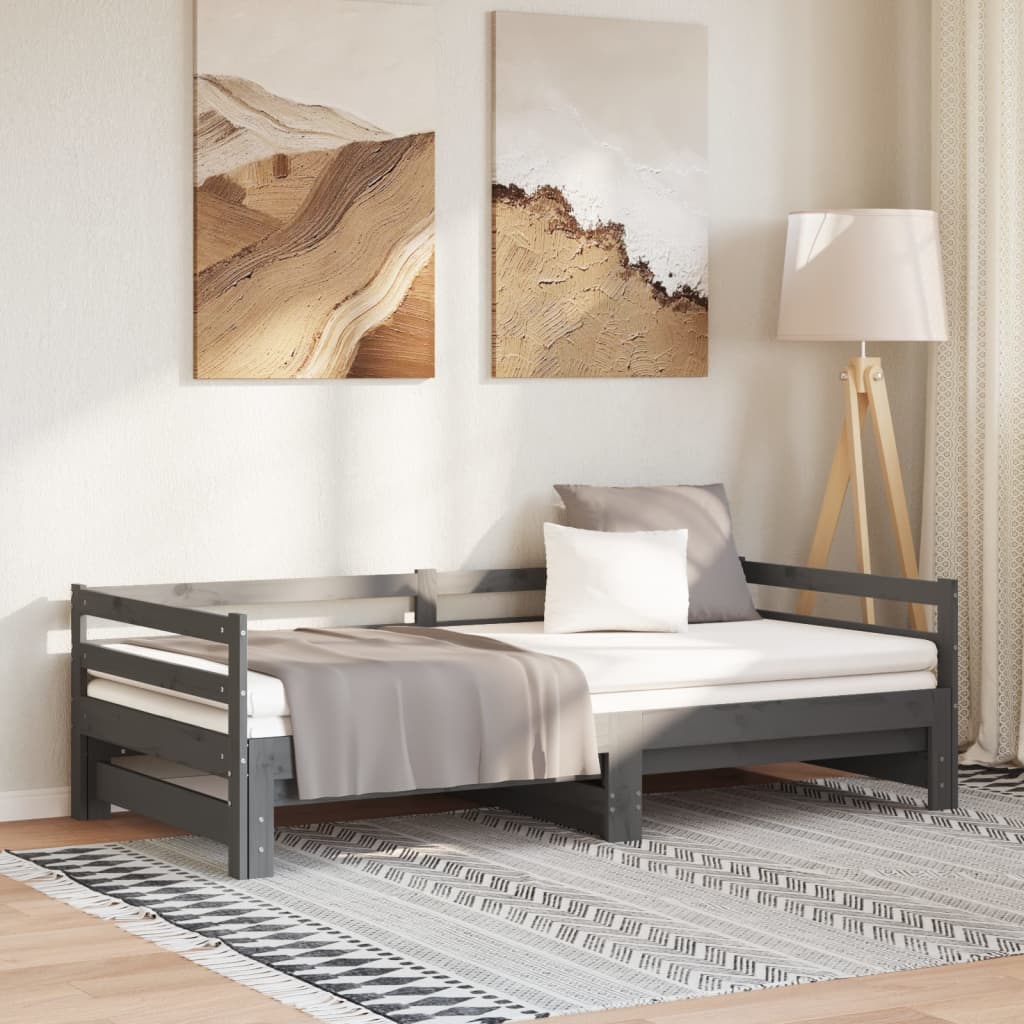 Pull-out Day Bed without Mattress Grey 2x(90x200)cm