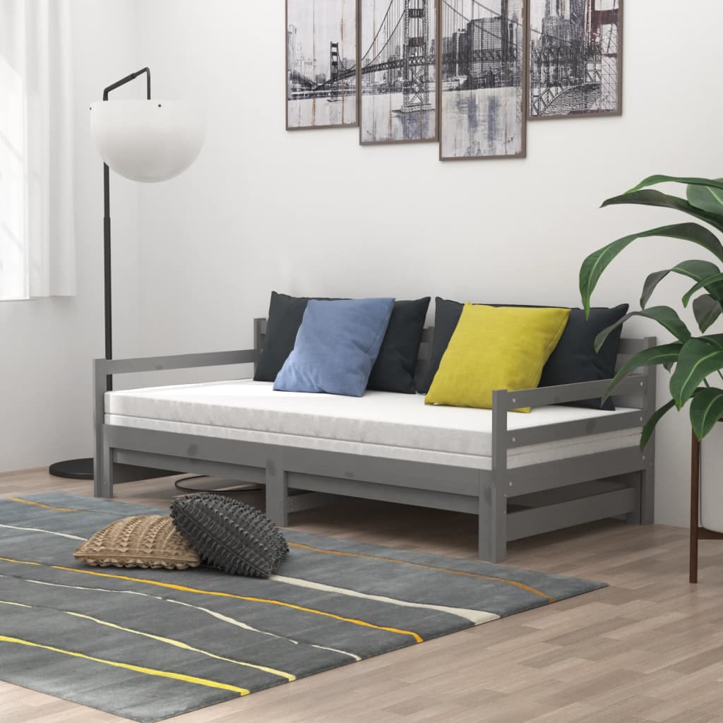Pull-out Day Bed without Mattress Grey 2x(90x200)cm