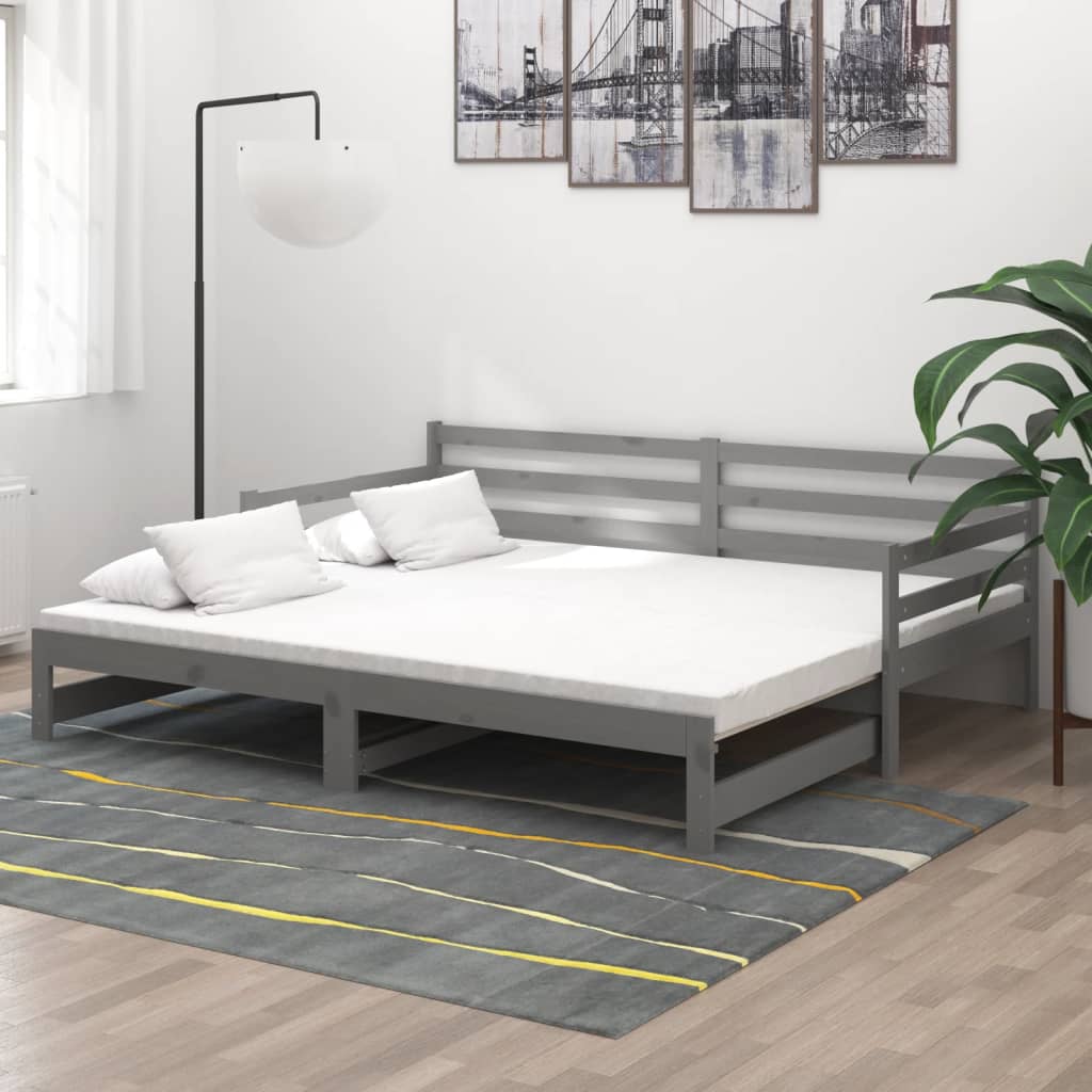 Pull-out Day Bed without Mattress Grey 2x(90x200)cm