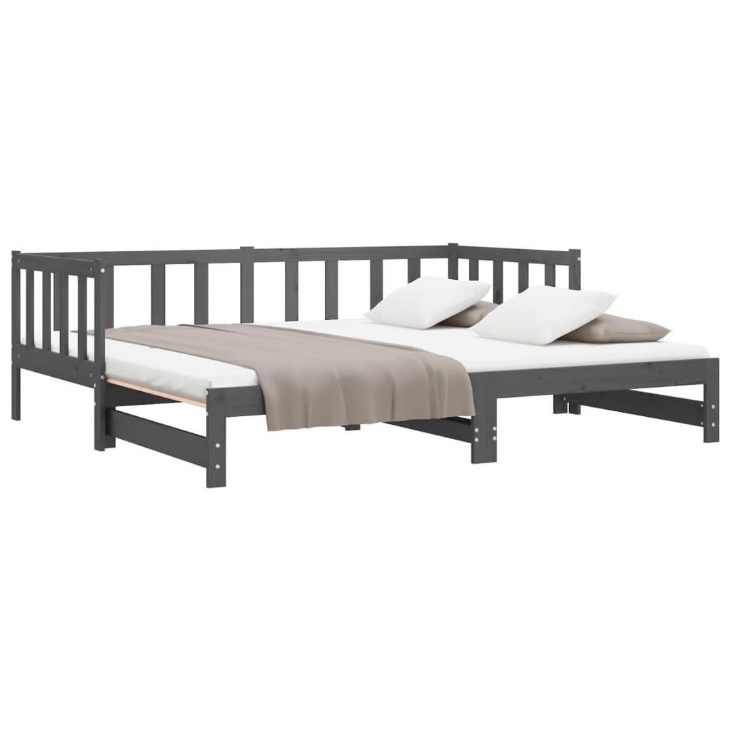 Pull-out Day Bed without Mattress Grey 2x(90x200)cm