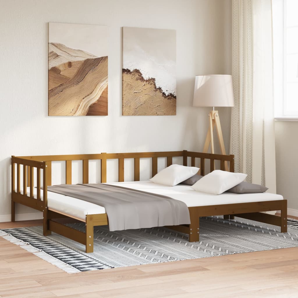 Pull-out Day Bed without Mattress Honey Brown 2x(90x200)cm