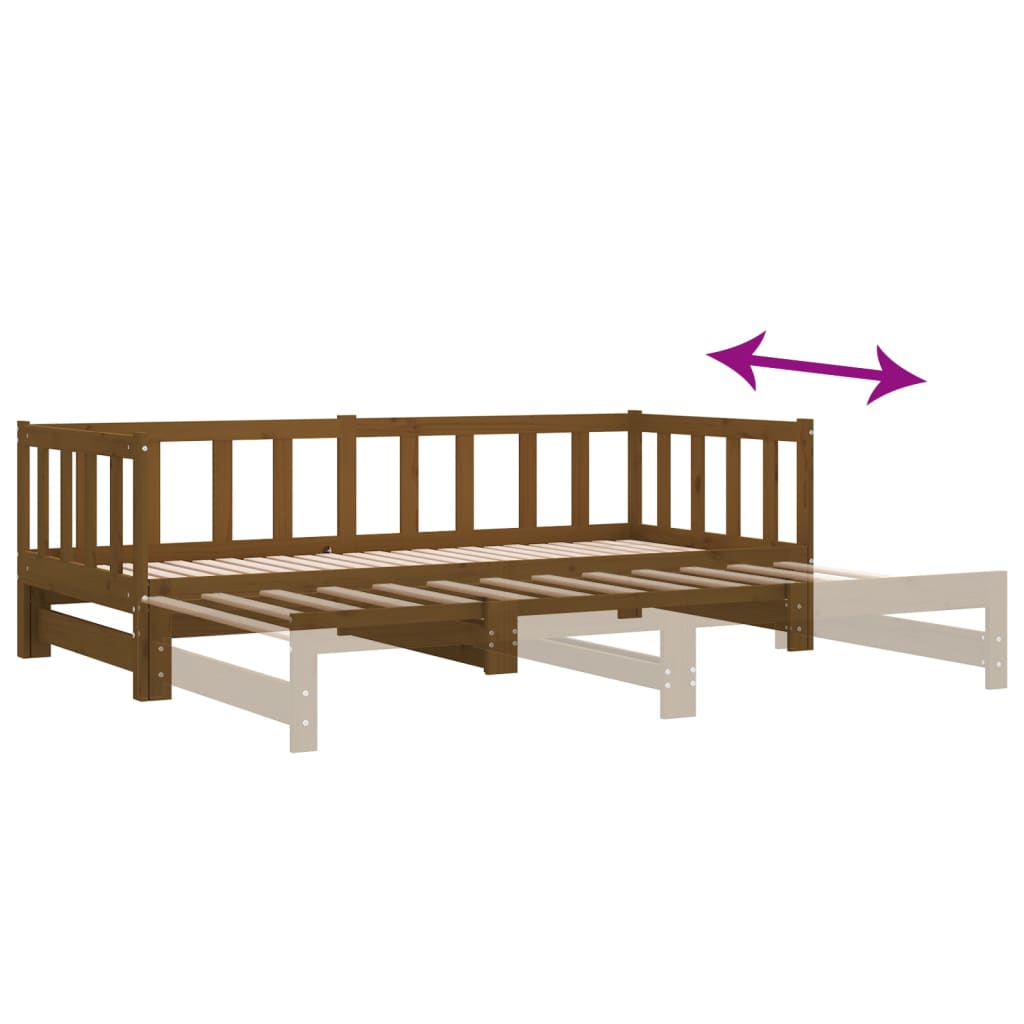 Pull-out Day Bed without Mattress Honey Brown 2x(90x200)cm