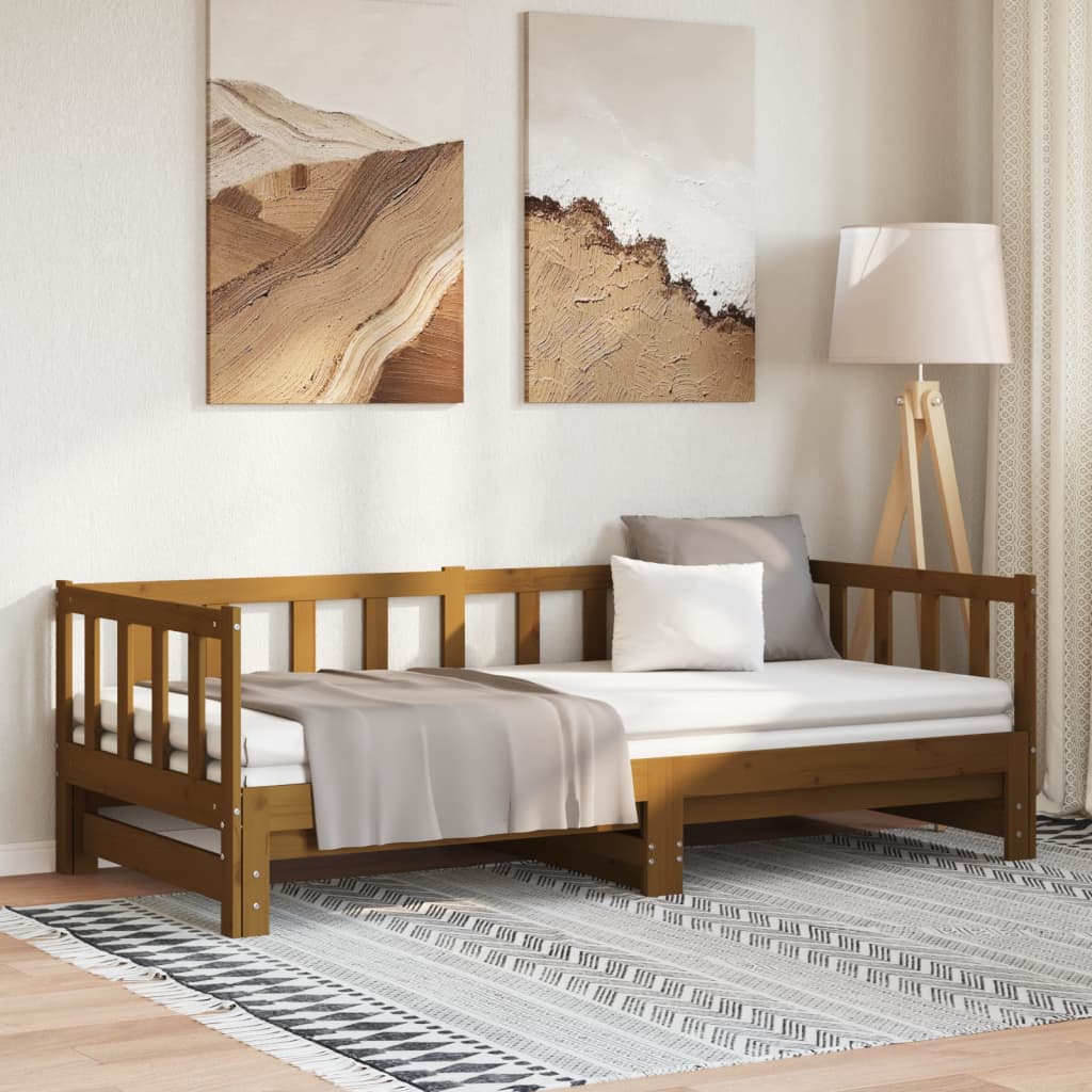 Pull-out Day Bed without Mattress Honey Brown 2x(90x200)cm