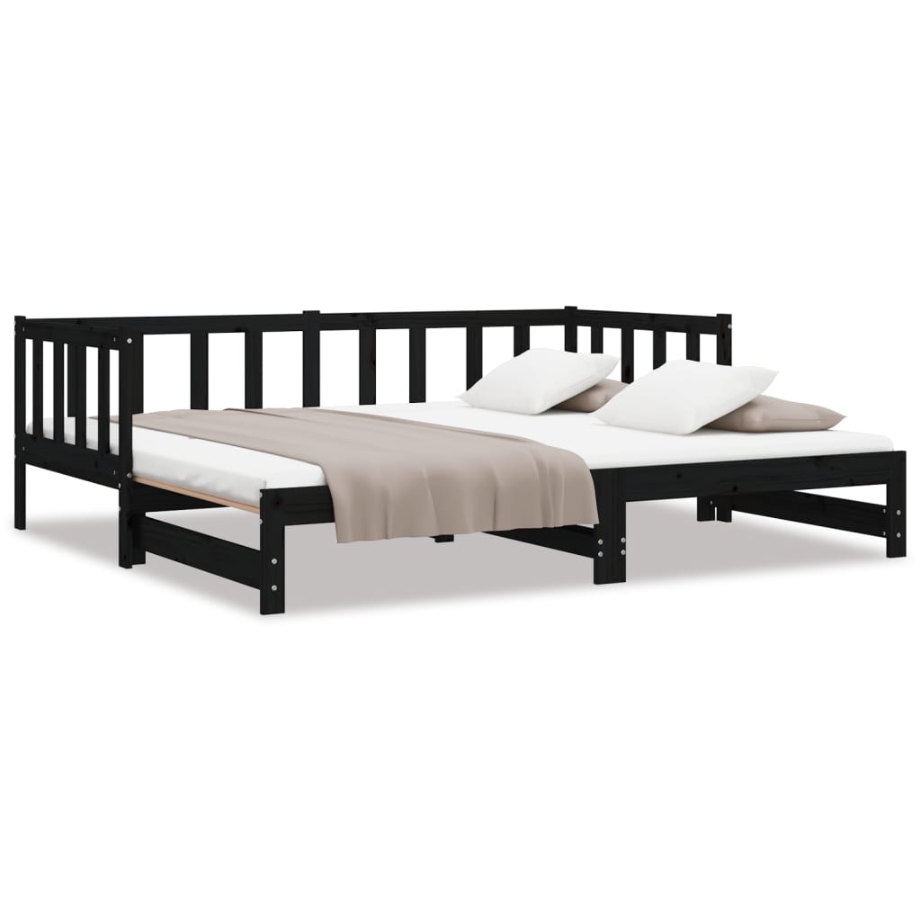 Pull-out Day Bed without Mattress Black 2x(90x200)cm