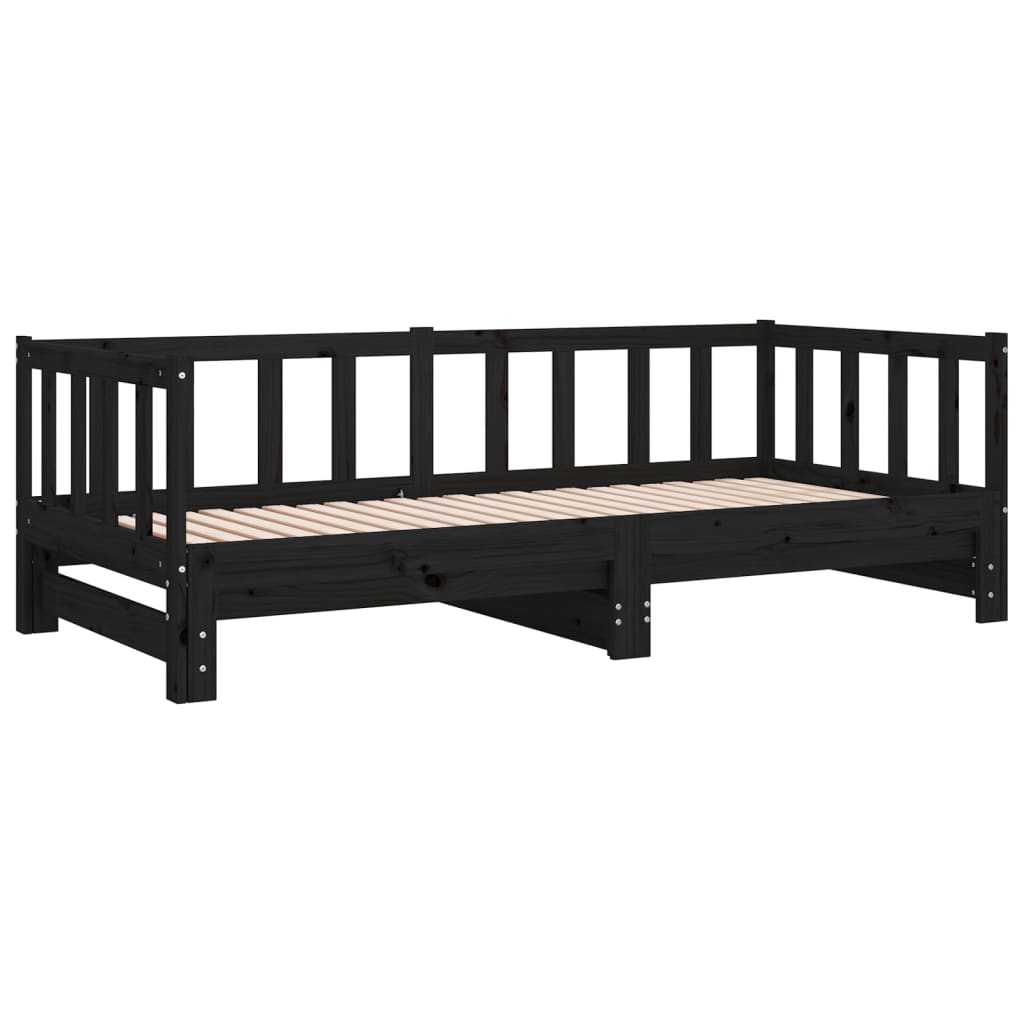 Pull-out Day Bed without Mattress Black 2x(90x200)cm
