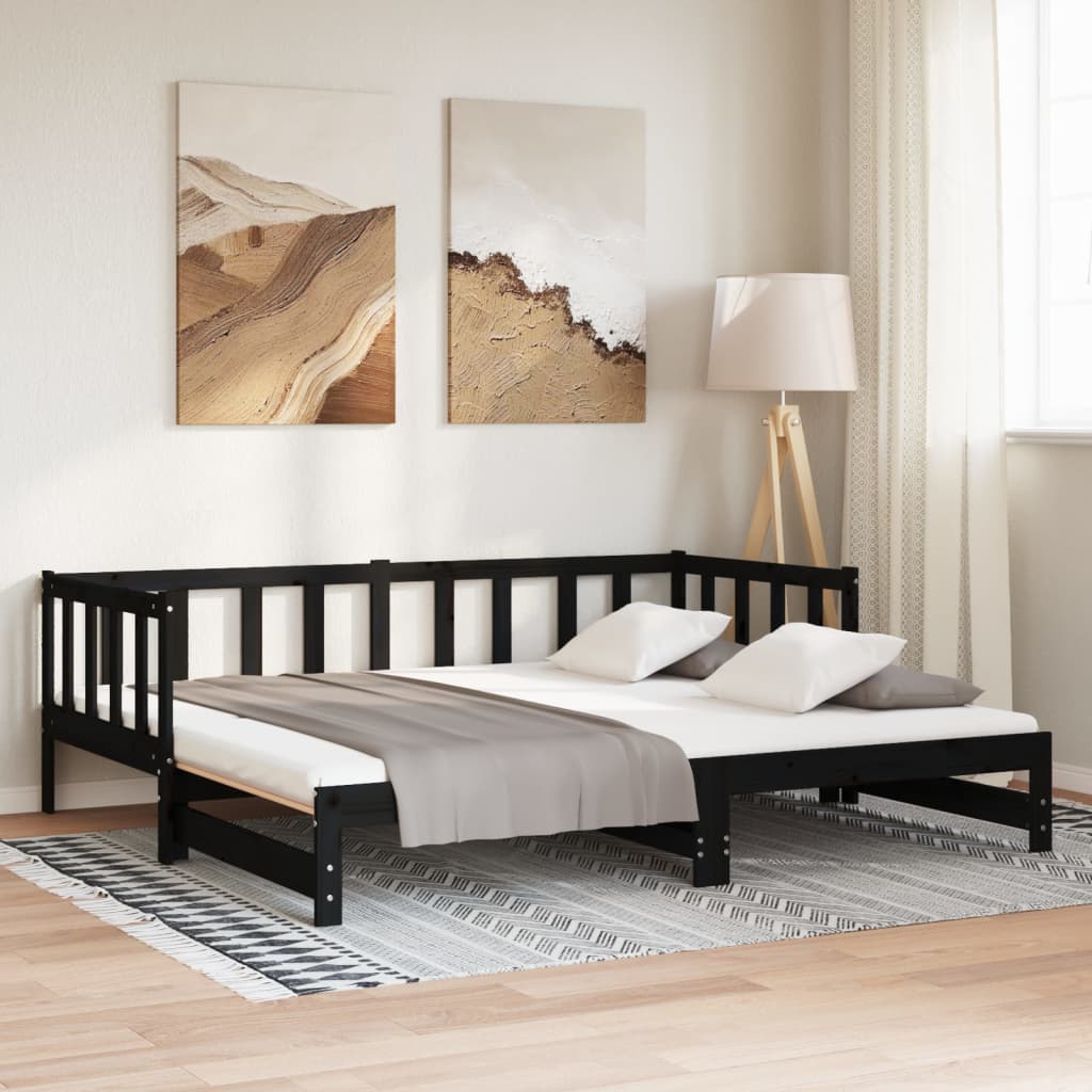 Pull-out Day Bed without Mattress Black 2x(90x200)cm