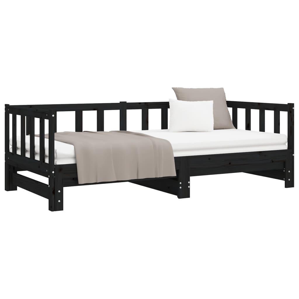 Pull-out Day Bed without Mattress Black 2x(90x200)cm