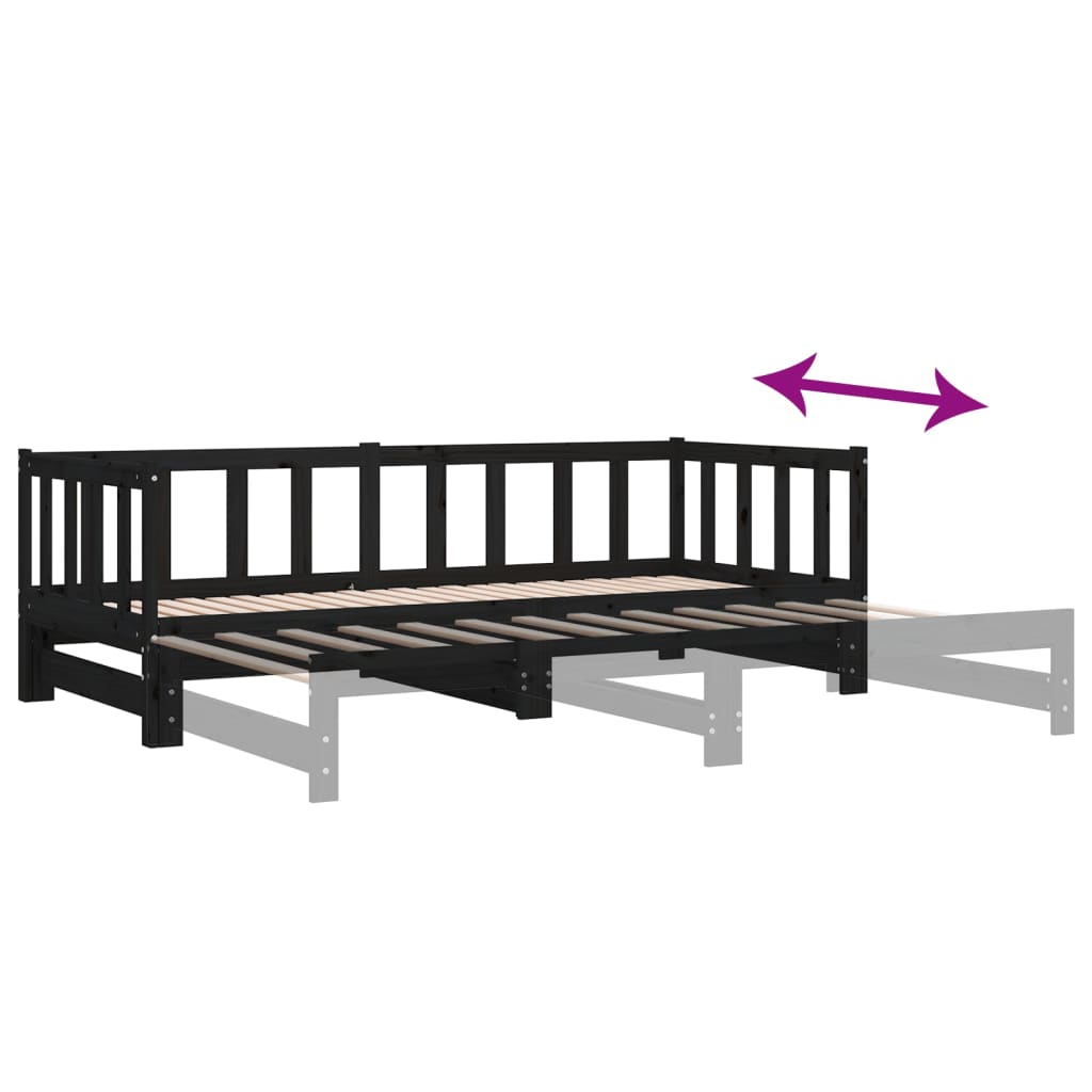 Pull-out Day Bed without Mattress Black 2x(90x200)cm