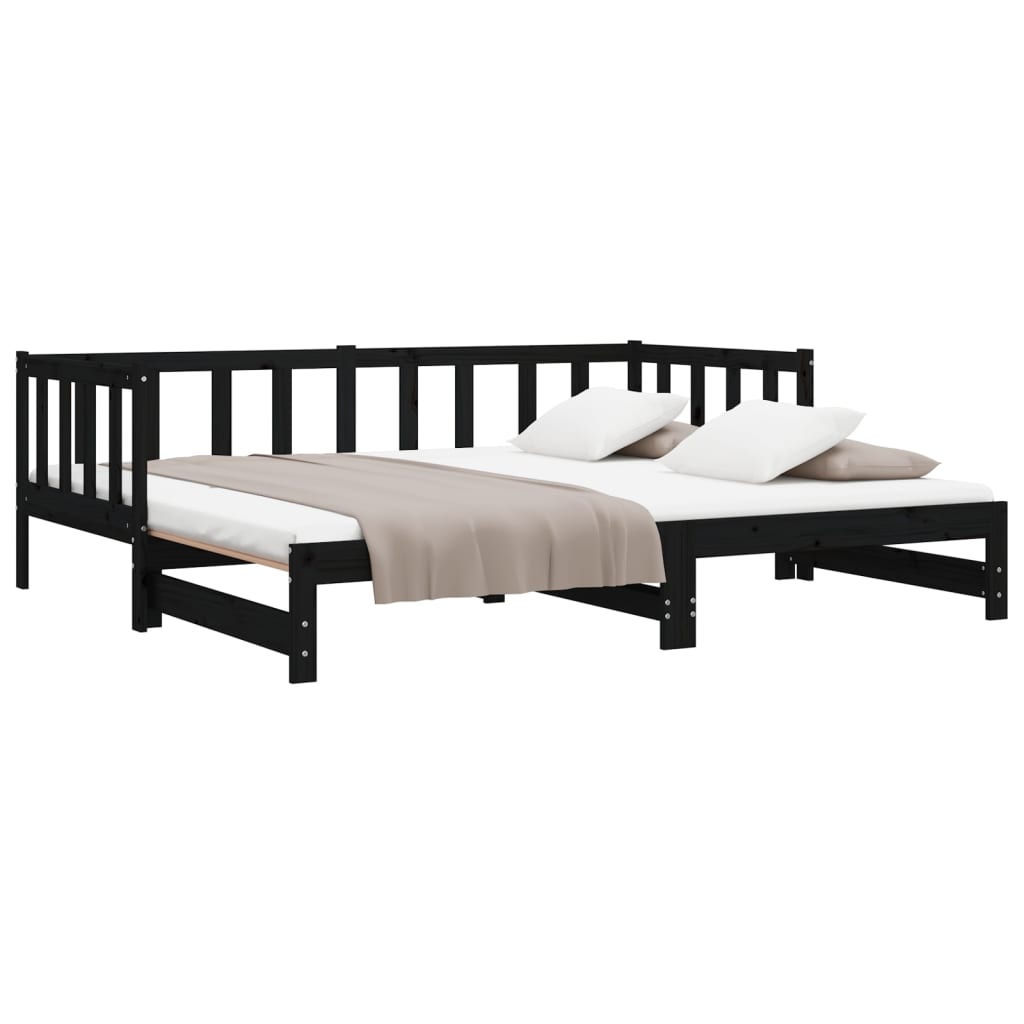 Pull-out Day Bed without Mattress Black 2x(90x200)cm