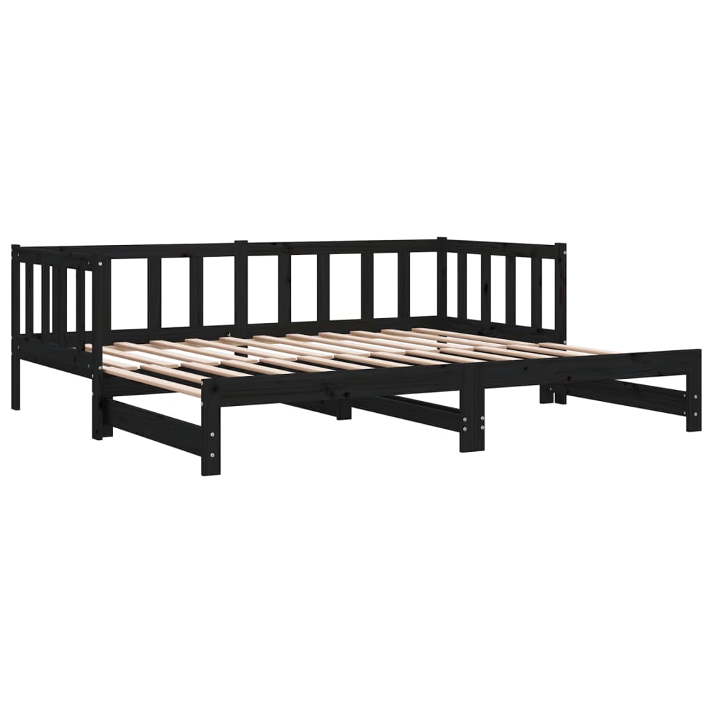 Pull-out Day Bed without Mattress Black 2x(90x200)cm
