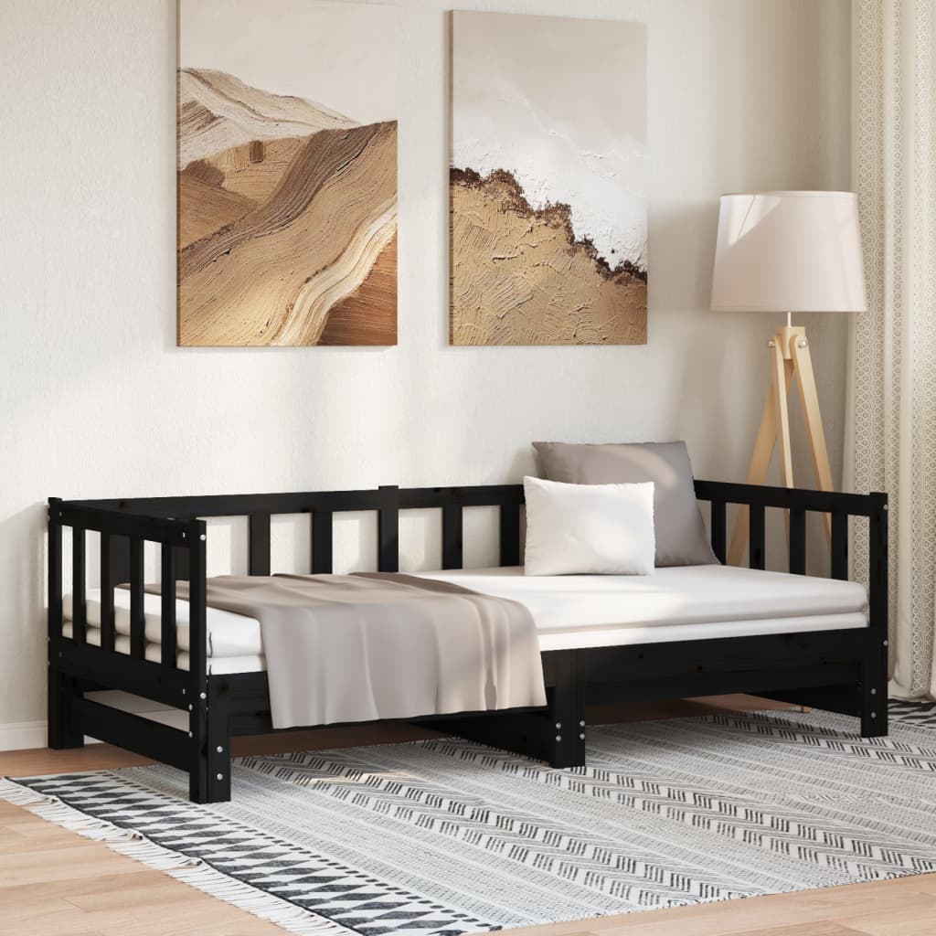 Pull-out Day Bed without Mattress Black 2x(90x200)cm