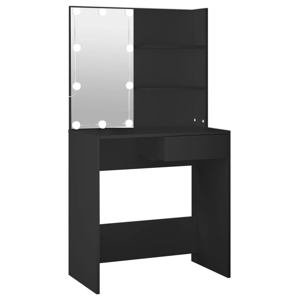 Modern Wooden Dressing Table Makeup Vanity Desk With LED Mirror & Drawer