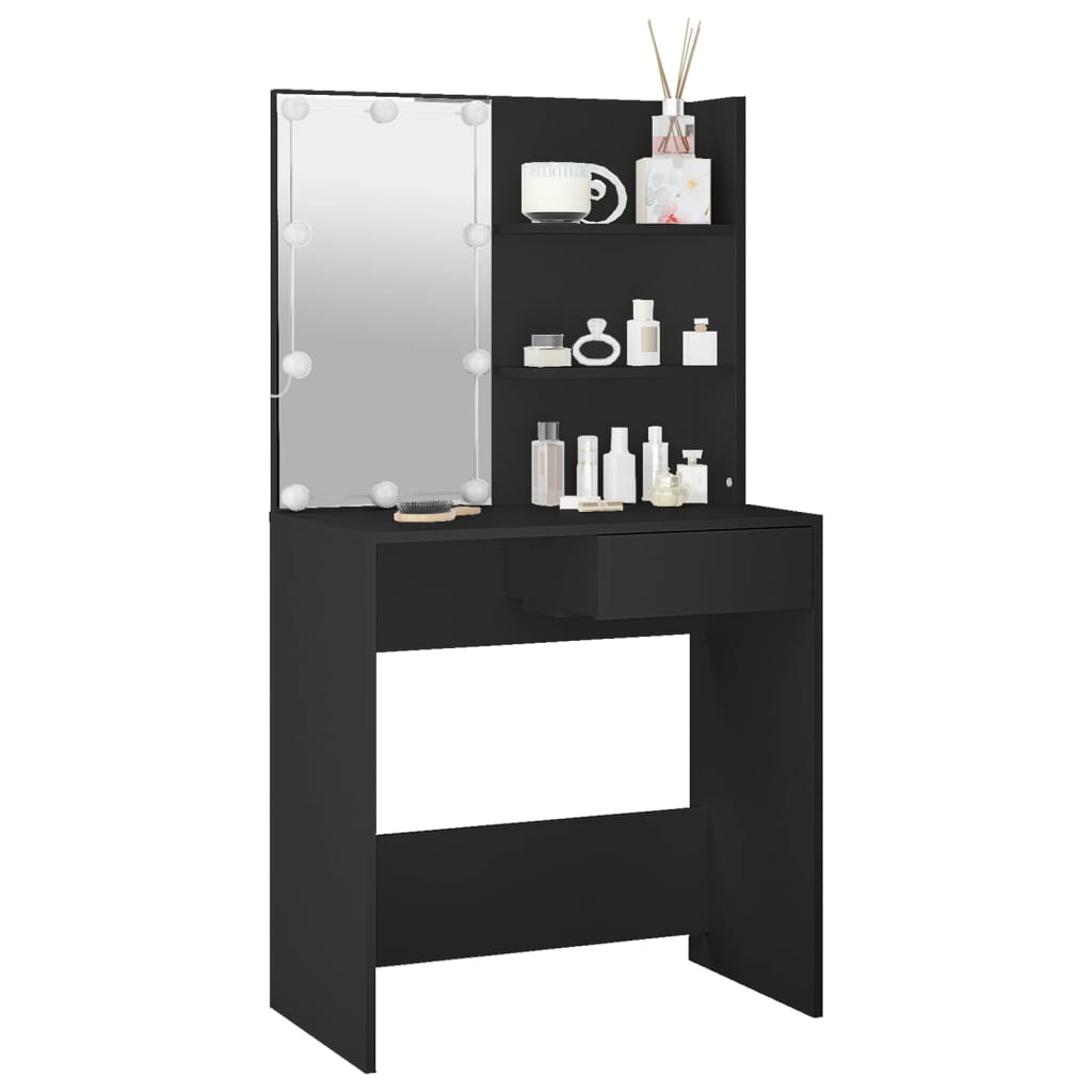 Modern Wooden Dressing Table Makeup Vanity Desk With LED Mirror & Drawer