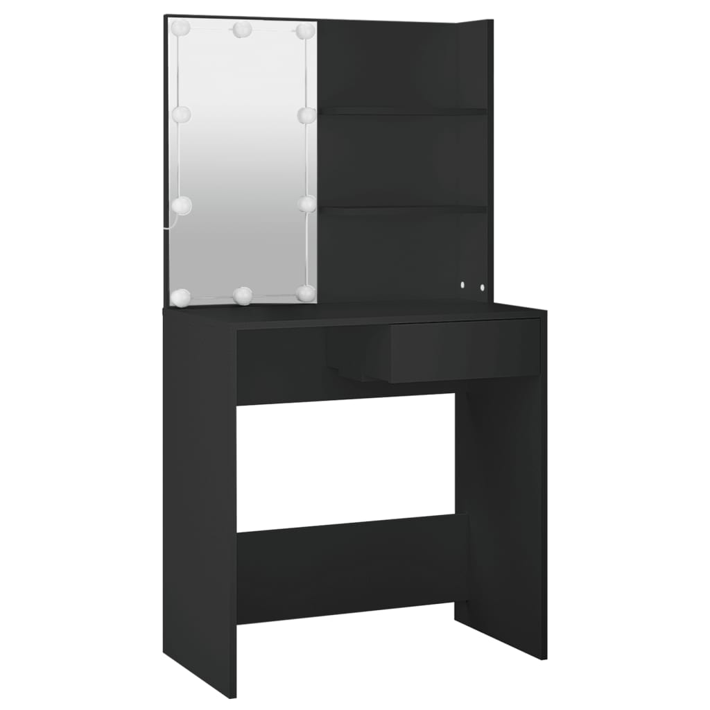 Modern Wooden Dressing Table Makeup Vanity Desk With LED Mirror & Drawer
