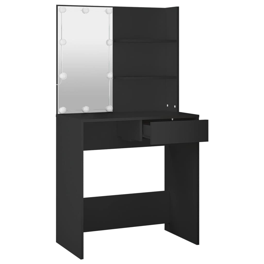 Modern Wooden Dressing Table Makeup Vanity Desk With LED Mirror & Drawer