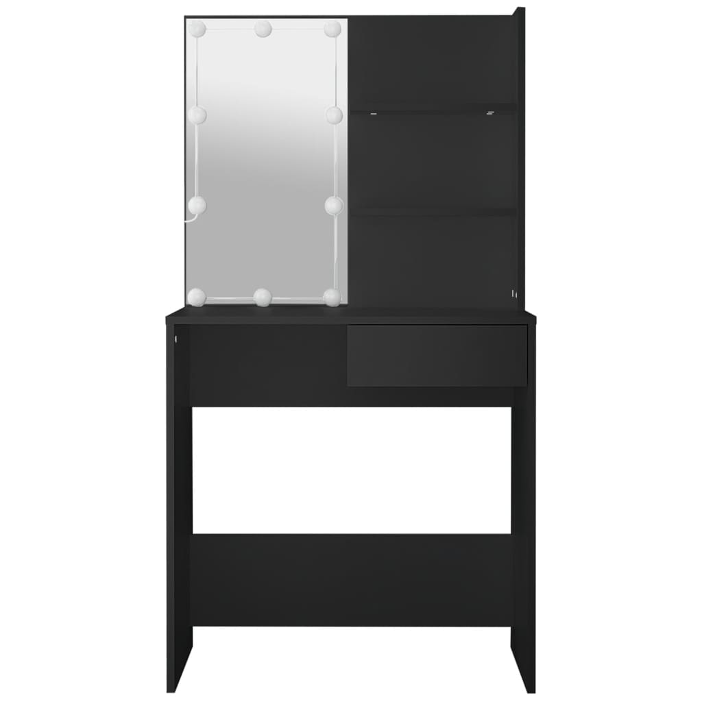 Modern Wooden Dressing Table Makeup Vanity Desk With LED Mirror & Drawer