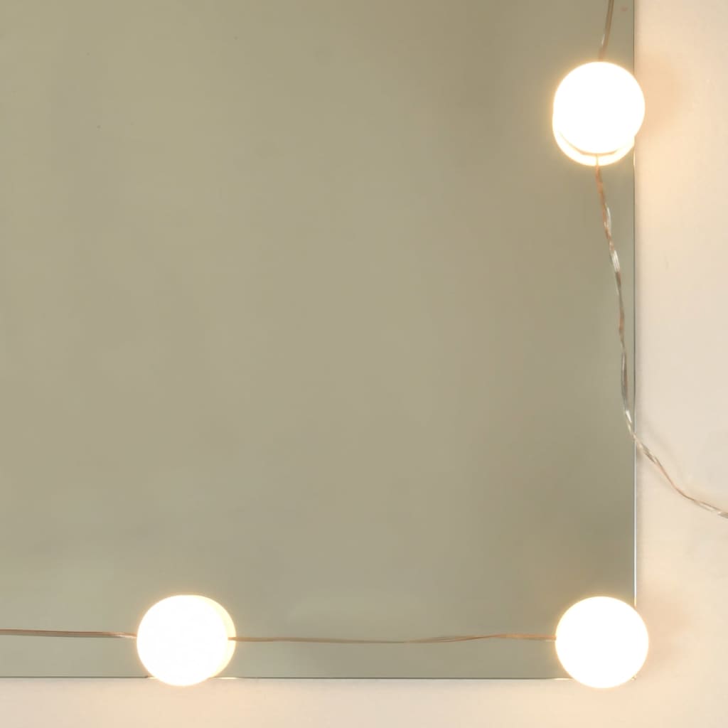 Modern Wooden Dressing Table Makeup Vanity Desk With LED Mirror & Drawer