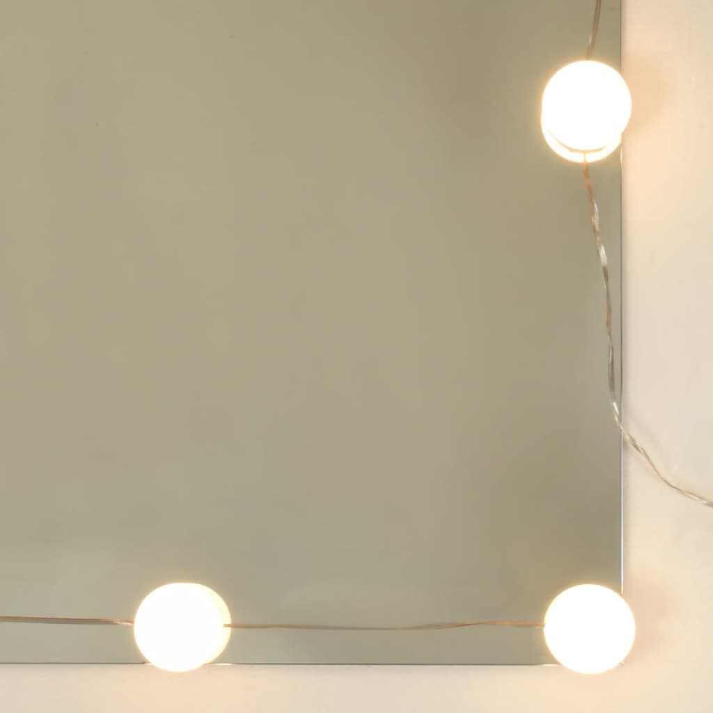 Modern Wooden Dressing Table Makeup Vanity Desk With LED Mirror & Drawer